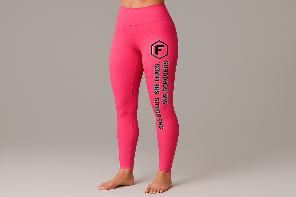 Firelands Apparel Hot Pink She Builds She Leads She Conquers Leggings