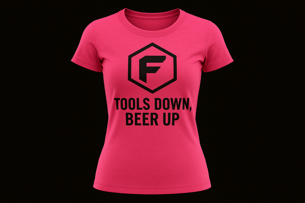 Firelands Apparel Women's TOOLS DOWN BEER UP DIY Tee
